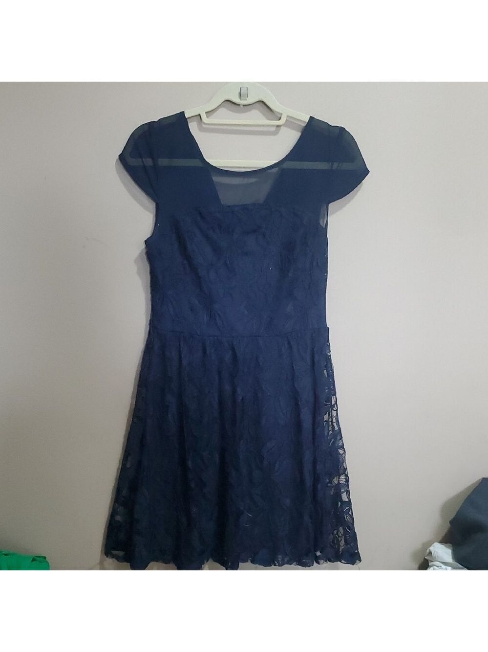 Suzy Shier Navy Blue Lace Mini Dress Size Small